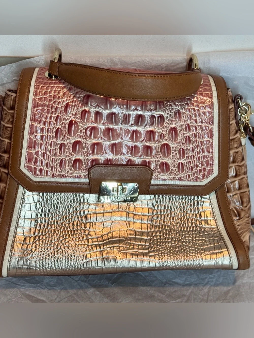 Brahmin Brinley in Sandshell Varadero Leather—Like New!